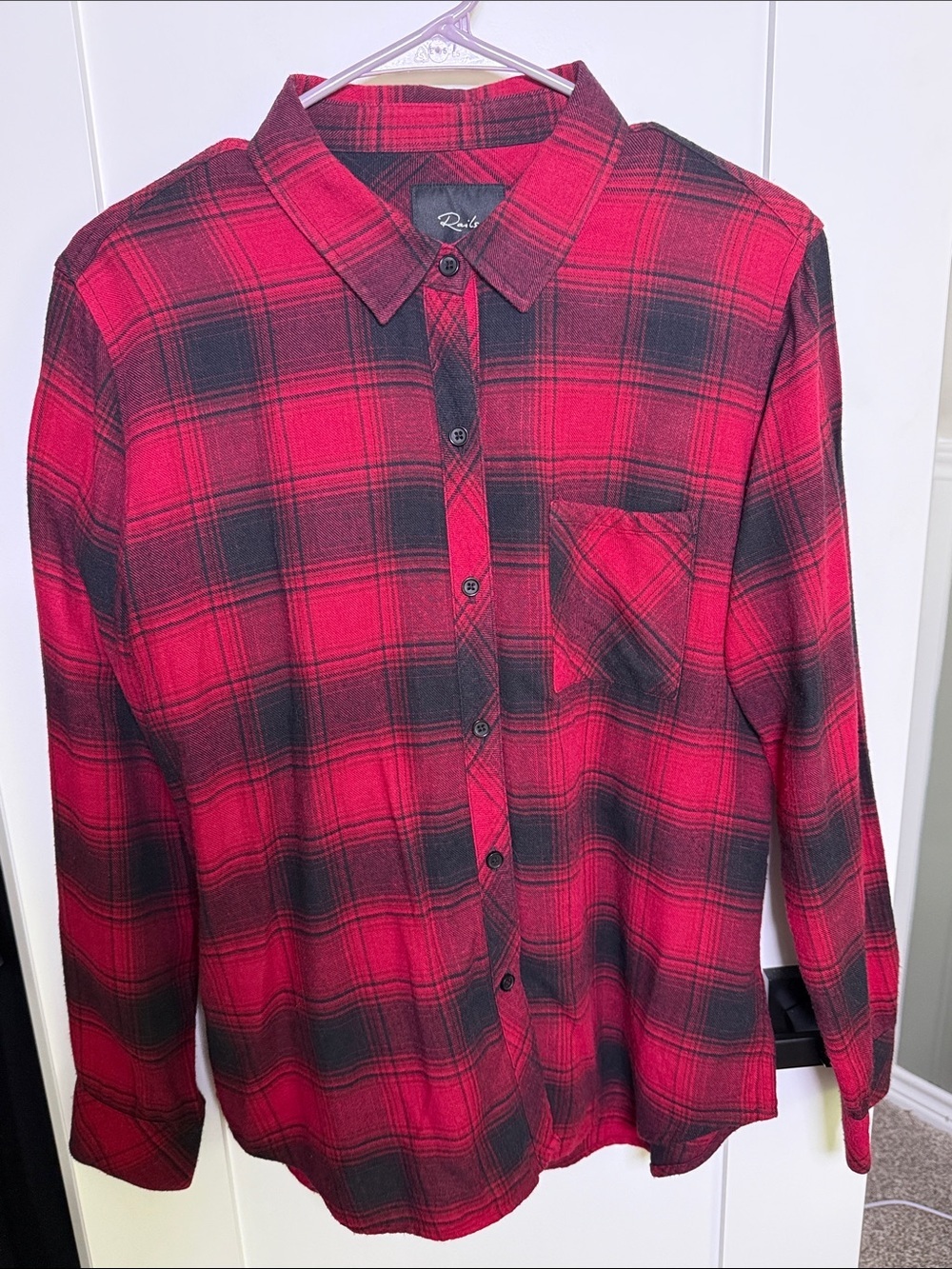 Rails Red and Black Plaid Button-Down Shirt